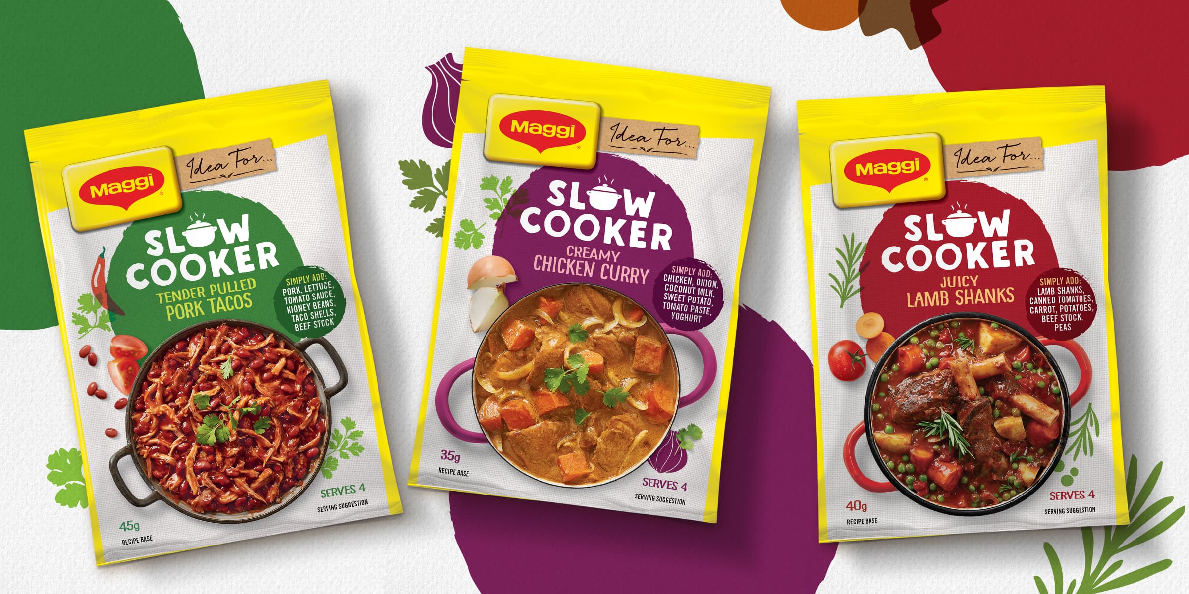 boxer-and-co-sydney-design-agency-slow-cooker-packaging-redesign-lamb-shanks-chicken-curry-pork-tacos-maggi-range-recipe-base